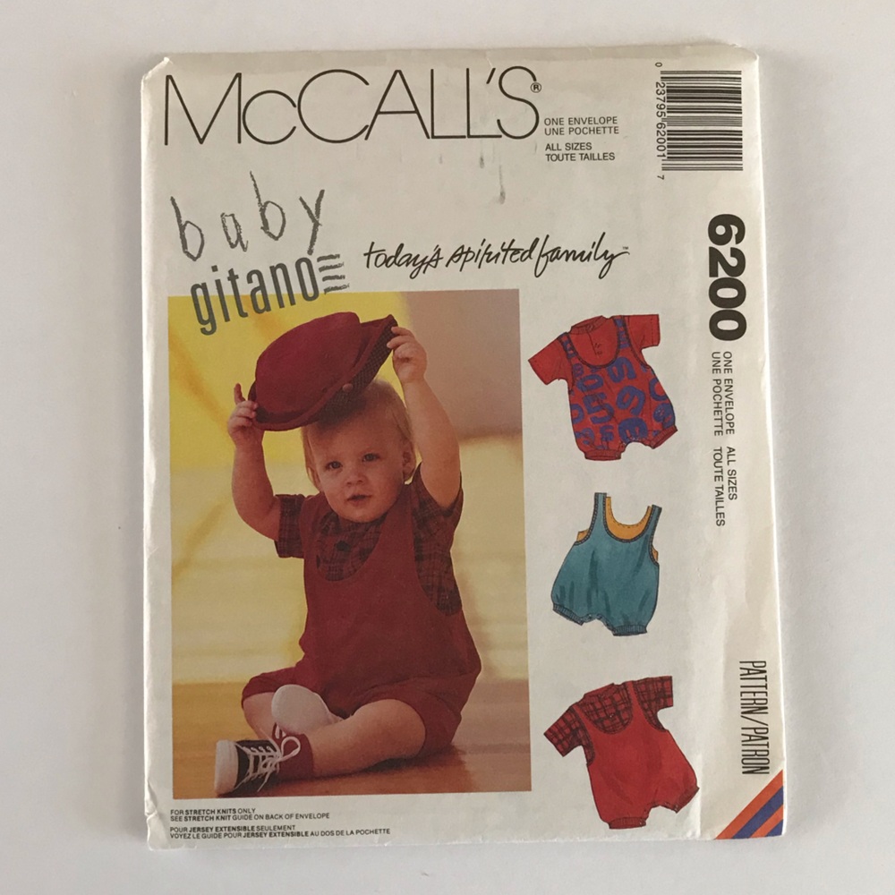 🧵3for12🧵 VTG McCall’s Pattern 6200 Baby’s T-Shirt Tank Top Romper
